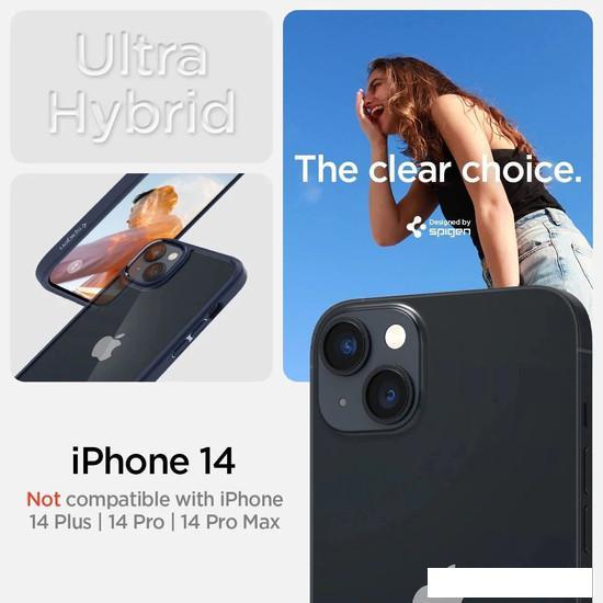 Чехол для телефона Spigen Ultra Hybrid для iPhone 14 ACS05045 (прозрачный/синий) - фото 9 - id-p222600126