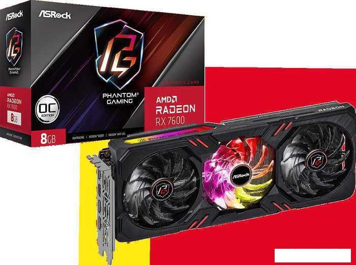 Видеокарта ASRock Radeon RX 7600 Phantom Gaming 8GB OC RX7600 PG 8GO - фото 6 - id-p222055695