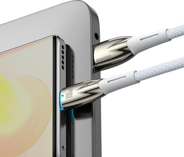 Кабель Baseus Glimmer Series Fast Charging Data Cable 100W USB Type-A - Type-C (2 м, белый) - фото 7 - id-p222600187