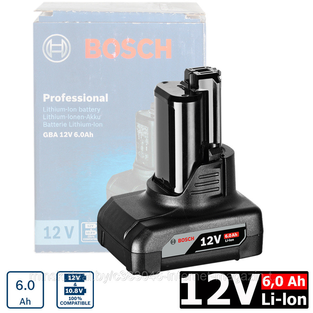 Аккумулятор GBA 12 V 6.0 Ah (1 шт) Professional BOSCH (1600A00X7H) - фото 1 - id-p101296815