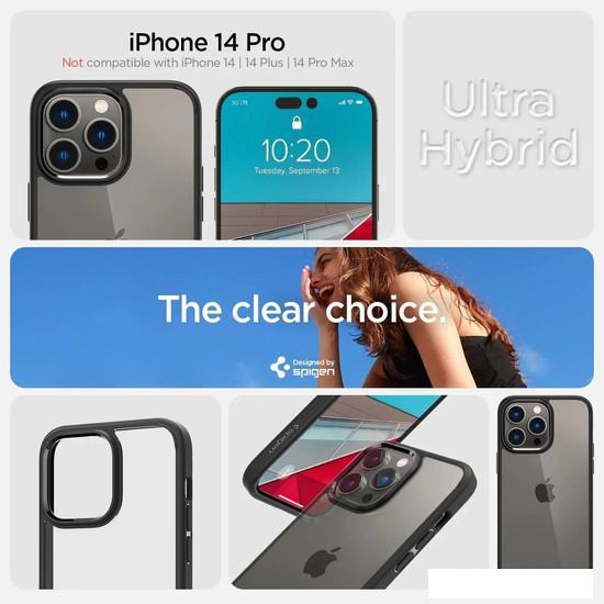 Чехол для телефона Spigen Ultra Hybrid для iPhone 14 Pro ACS04961 (прозрачный/черный) - фото 9 - id-p222600344