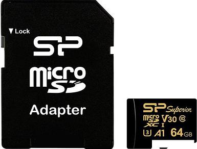 Карта памяти Silicon-Power Superior Golden A1 microSDXC SP064GBSTXDV3V1GSP 64GB