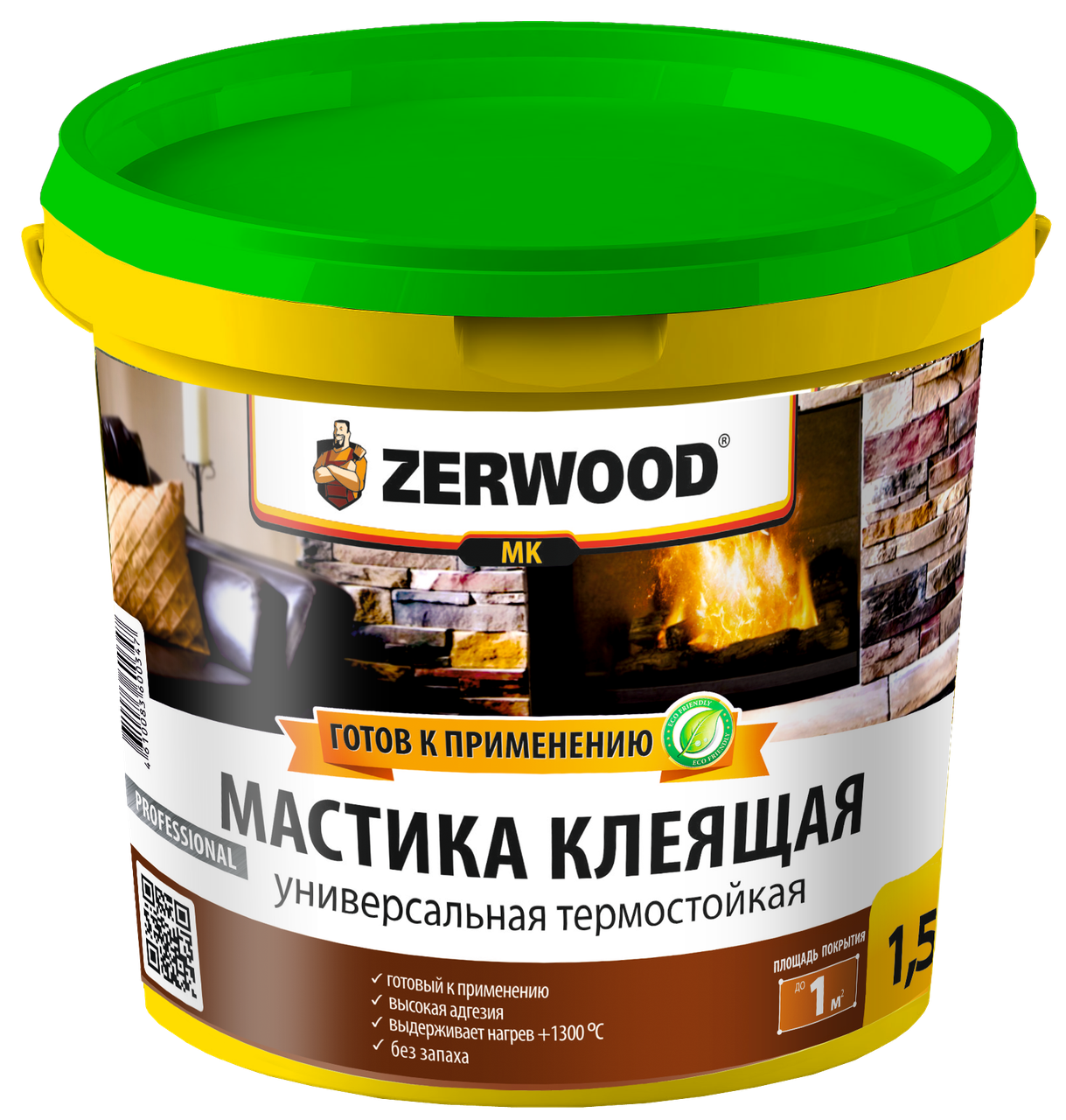Мастика термостойкая клеящая Zerwood MK (1,5кг) для печей и каминов