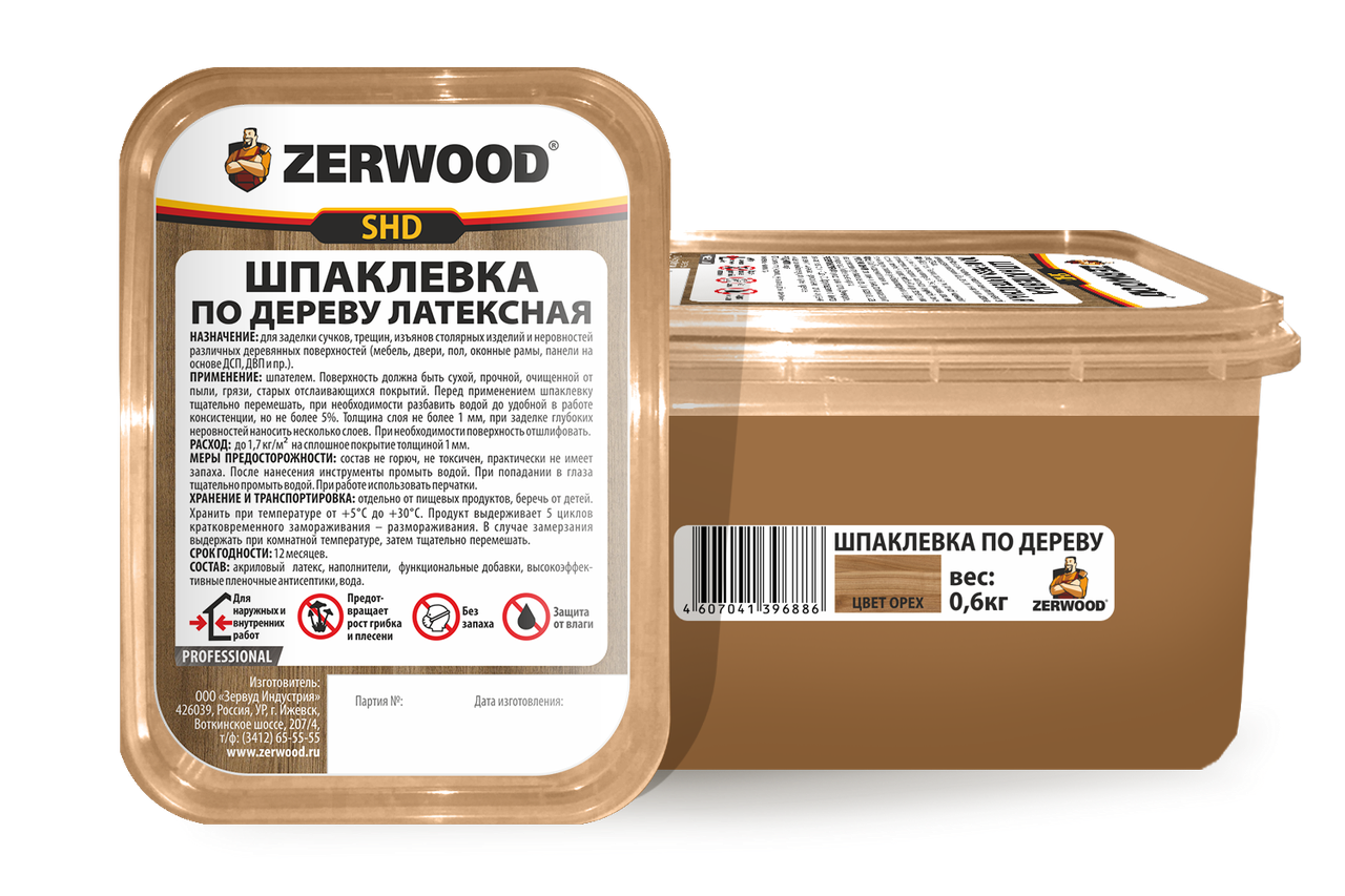 Шпатлевка по дереву береза латексная Zerwood SHD (0,6кг)