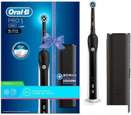 Электрическая зубная щетка Oral-B Pro 1 750 Cross Action D16.513.1UX Black Edition - фото 1 - id-p222544475