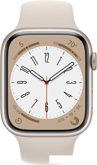 Умные часы Apple Watch Series 8 45 мм (алюминиевый корпус, звездный свет/звездный свет, спортивный с - фото 3 - id-p222883987