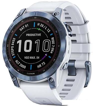 Умные часы Garmin Fenix 7 Sapphire Solar 47 мм (голубой минерал/белый камень), фото 2