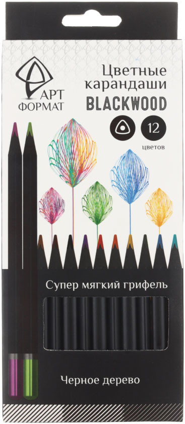 Карандаши цветные Artформат Blackwood 12 цветов, длина 175 мм - фото 3 - id-p223026315