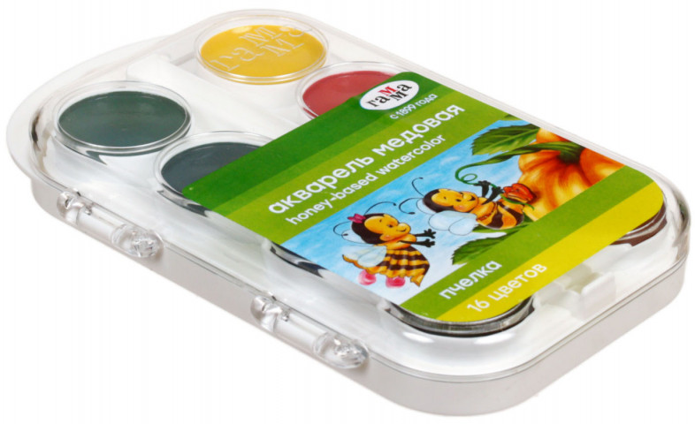 Акварель медовая «Пчелка» 16 цветов, в пластиковой коробке, без кисти - фото 3 - id-p223026225