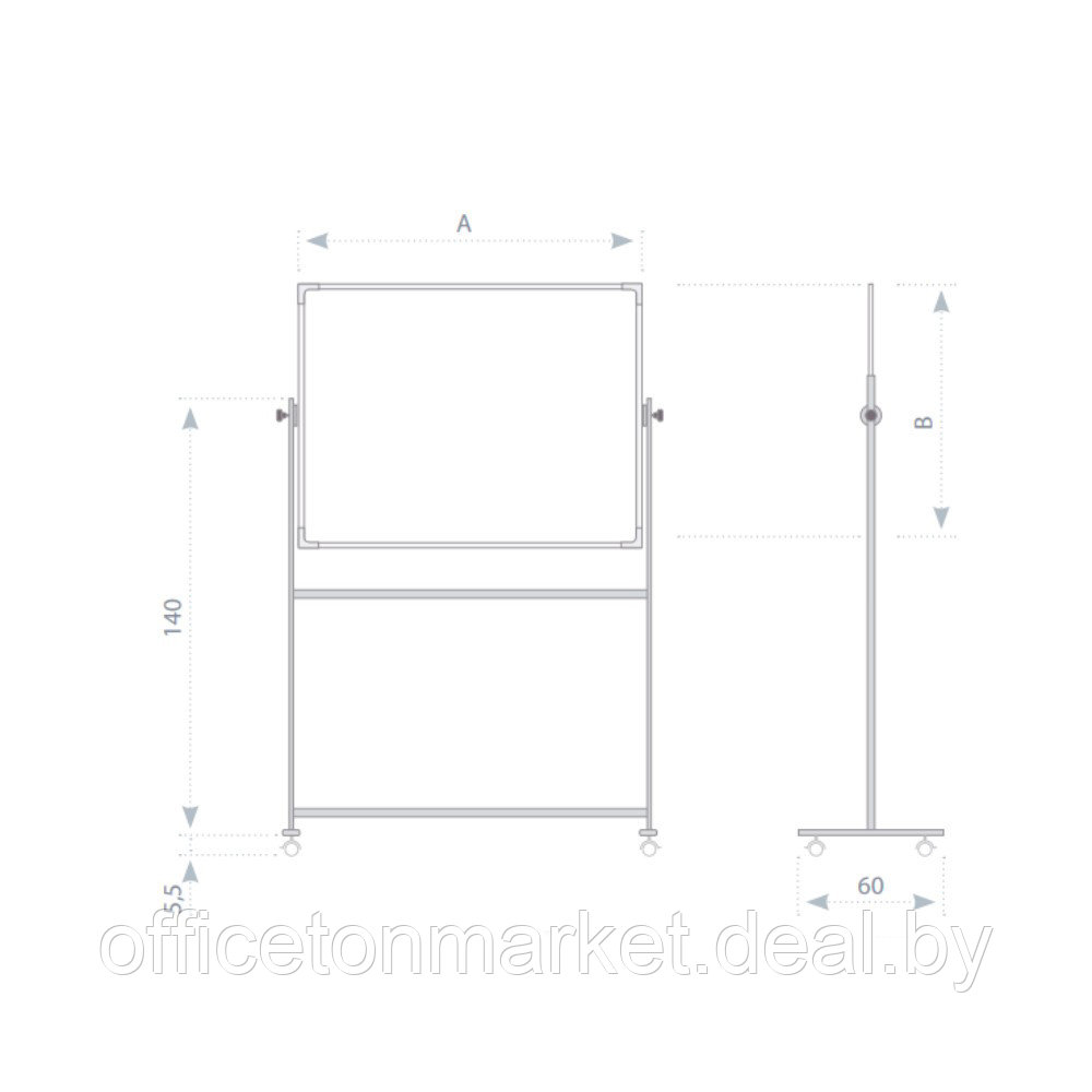 Магнитная доска оборачиваемая мобильная белая, 90x120 см - фото 5 - id-p186050505