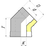 ОТВОД 45° ДВУХКОНТУРНЫЙ КДМ с керамической изоляцией 50 мм, фото 3
