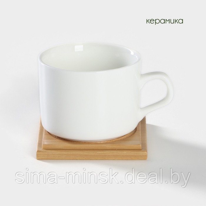 Набор чайный керамический на деревянной подставке BellaTenero, 13 предметов: 6 чашек 150 мл, сахарница с - фото 4 - id-p223030078