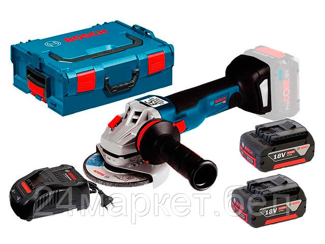 Угловая шлифмашина Bosch GWS 18V-10 Professional 06019J4004 (с 2-мя АКБ, кейс) - фото 1 - id-p223030433