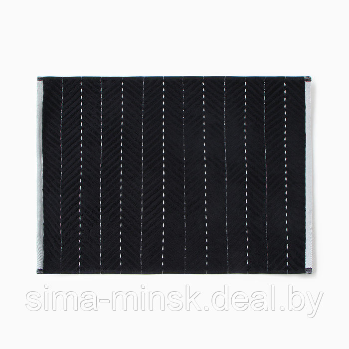 Коврик махровый Этель Lines, цв. чёрный, 50х70 см, 100% хлопок, 750 г/м2 - фото 2 - id-p223030688
