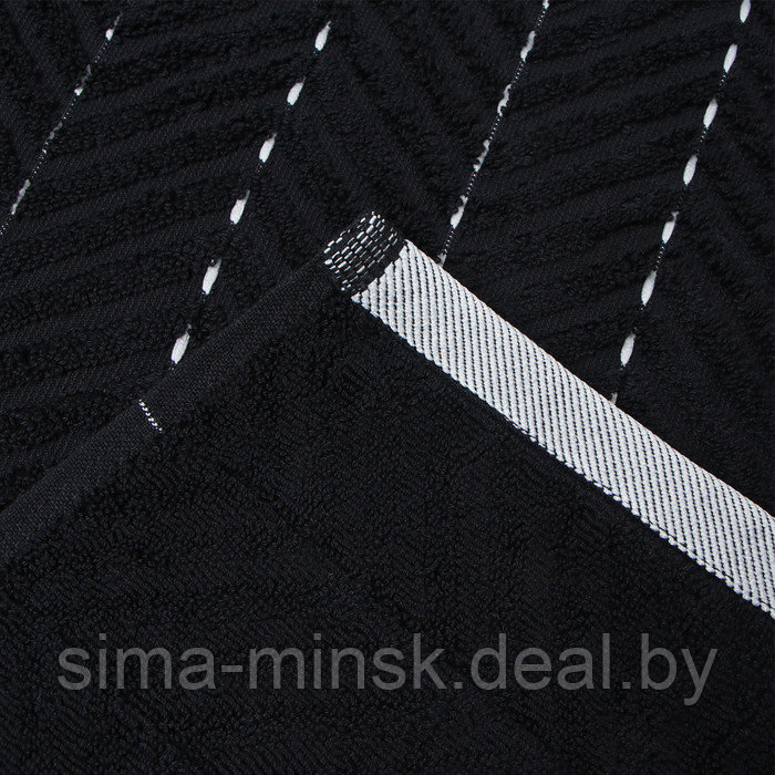Коврик махровый Этель Lines, цв. чёрный, 50х70 см, 100% хлопок, 750 г/м2 - фото 4 - id-p223030688