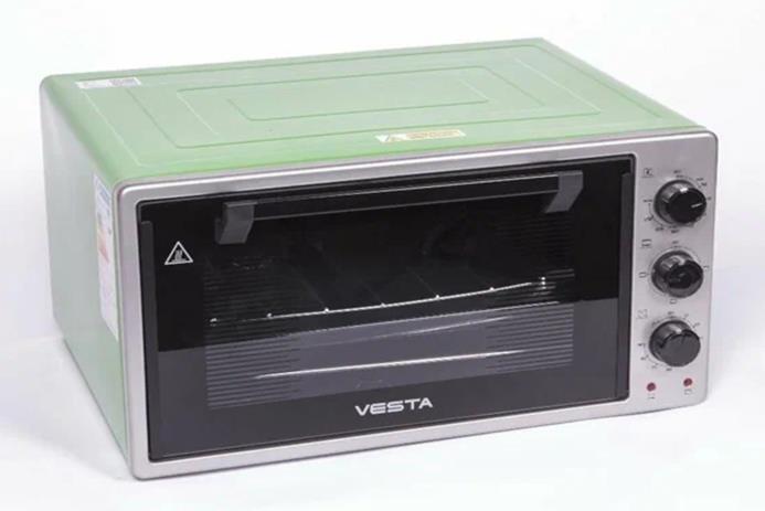 Мини печь с двумя противнями настольный духовой шкаф духовка электрическая VESTA MP-V 2336 PL серо-зелёная - фото 1 - id-p223033702