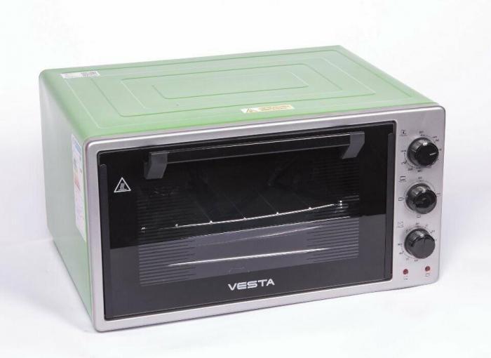 Мини печь с двумя противнями настольный духовой шкаф духовка электрическая VESTA MP-V 2336 PL серо-зелёная - фото 2 - id-p223033702