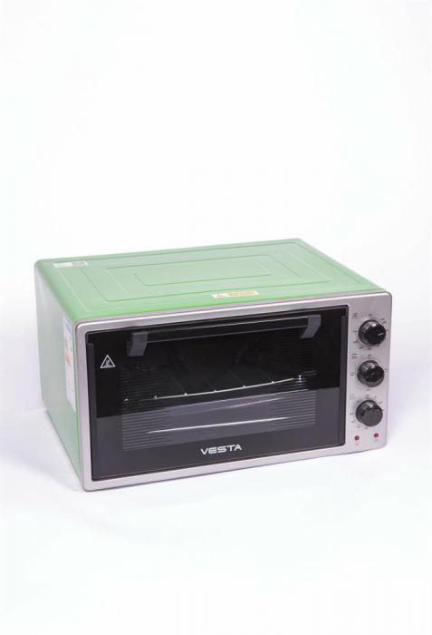 Мини печь с двумя противнями настольный духовой шкаф духовка электрическая VESTA MP-V 2336 PL серо-зелёная - фото 3 - id-p223033702