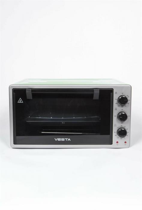 Мини печь с двумя противнями настольный духовой шкаф духовка электрическая VESTA MP-V 2336 PL серо-зелёная - фото 4 - id-p223033702