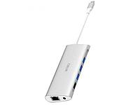 Хаб USB Wiwu Alpha 11 in 1 Type-C - 3xUSB 3.0 / USB 2.0 / Type C / RJ45 / HDMI / VGA / AUX 3.35mm Silver