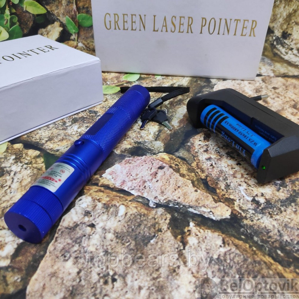 Лазерная указка Green Laser Pointer 303 с ключом Огонь 303, черный корпус - фото 4 - id-p223034536