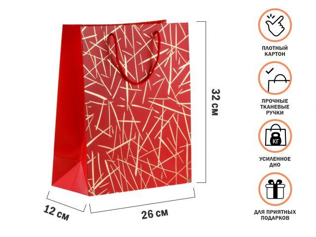 Пакет подарочный с ручками, 32х26х12 см., красный, серия Emma, PERFECTO LINEA - фото 1 - id-p218223599