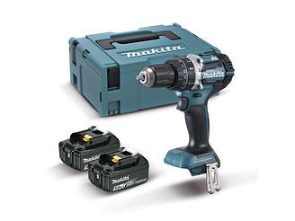 Аккум. ударная дрель-шуруповерт MAKITA DHP 484 RTJ в кейсе (18.0 В, 5.0 А/ч Li-Ion,+ЗУ,  2 скор., 54 Нм,