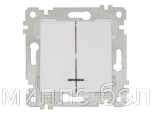 Выключатель 2-клав. (с подсветкой, скрытый, без рамки, винт. зажим) белый, RITA, MUTLUSAN (10 A, 250 V, IP 20)