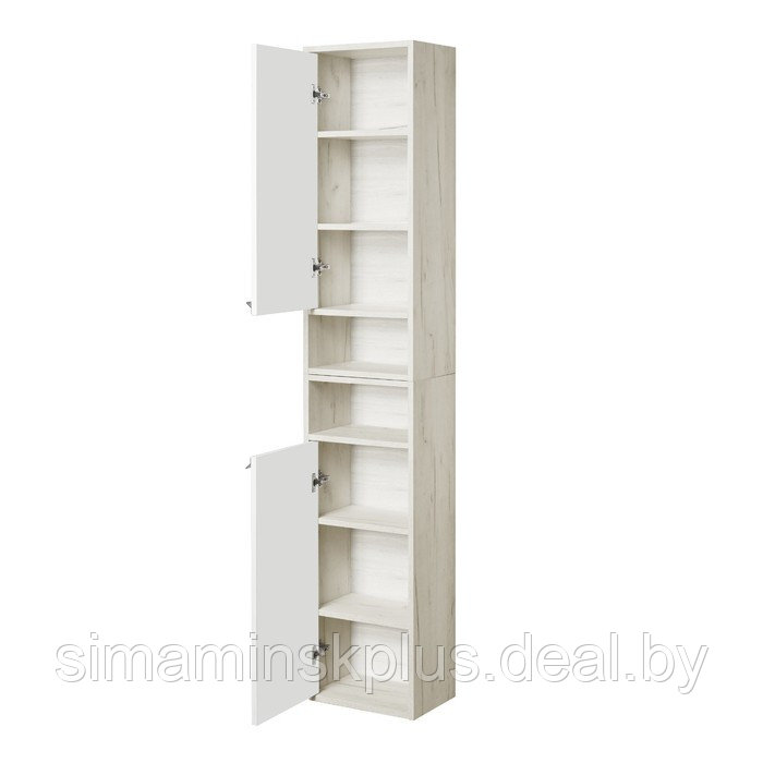 Шкаф-колонна Aquaton «Флай» 1-створчатый, цвет белый, дуб крафт левый - фото 4 - id-p223035027
