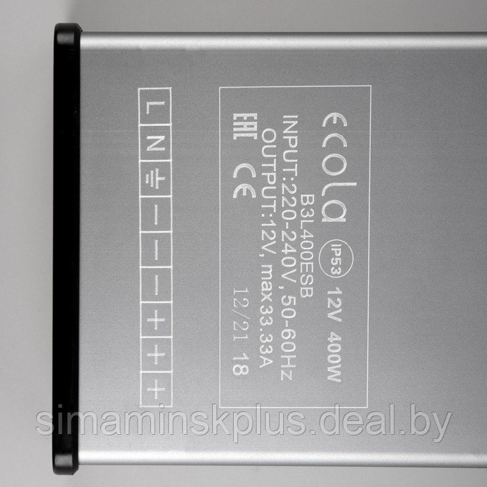 Блок питания Ecola для светодиодной ленты 12 В, 400 Вт, IP53 - фото 3 - id-p223035053