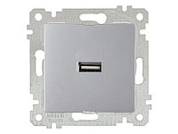 Розетка 1-ая USB (скрытая, без рамки) серебро, RITA, MUTLUSAN (USB-зарядка, 5V-2.1A)