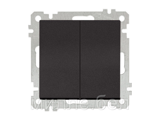 Выключатель 2-клав. (скрытый, без рамки, пруж. зажим) черный, DARIA, MUTLUSAN (10 A, 250 V, IP 20)