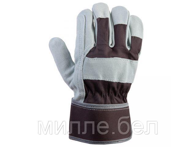 Перчатки спилковые комбинированные, 10/XL, серый/коричневый, Jeta Safety (кожа класса АВ) - фото 1 - id-p223013803