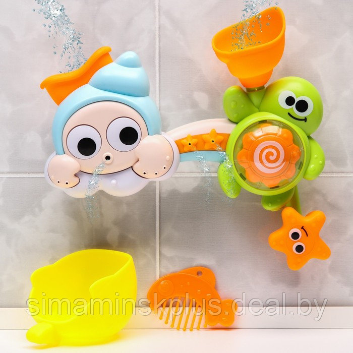 Набор игрушек для ванны «Черепашка - мельница», на присоске - фото 1 - id-p223036662