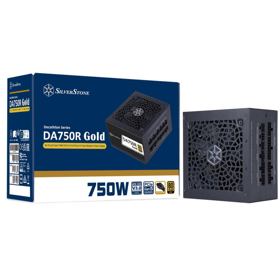 Блок питания Silverstone SST-DA750R-GMA 80 PLUS Gold 750W ATX 3.0 & PCIe 5.0 Fully Modular Power Supply Black - фото 1 - id-p223038217