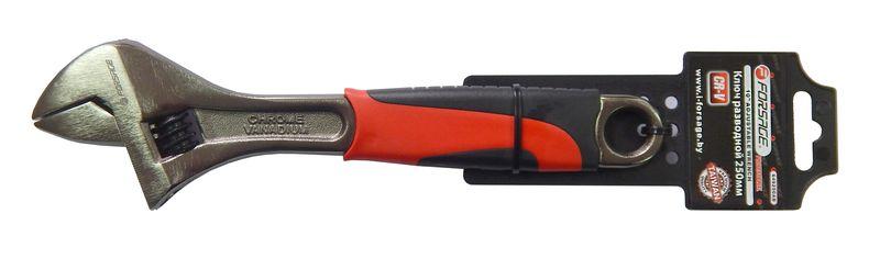 F-649250AB Ключ разводной с резиновой рукояткой 10"-250мм (захват 30мм), на пластиковом держателе Forsage - фото 1 - id-p223039382