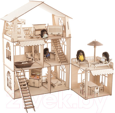 Кукольный домик ХэппиДом Коттедж с пристройкой и мебелью Premium / HK-D011 - фото 2 - id-p223047402