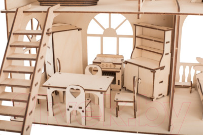 Кукольный домик ХэппиДом Коттедж с пристройкой и мебелью Premium / HK-D011 - фото 3 - id-p223047402