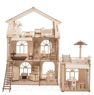 Кукольный домик ХэппиДом Коттедж с пристройкой и мебелью Premium / HK-D011 - фото 4 - id-p223047402