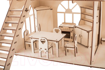 Кукольный домик ХэппиДом Коттедж с пристройкой и мебелью Premium / HK-D011 - фото 7 - id-p223047402