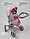 MELOBO 9695 коляска для кукол С СУМОЧКОЙ, съемная люлька, перекидная ручка, серая, фото 5