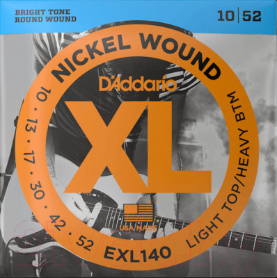 Струны для электрогитары D'Addario EXL140 XL Nickel Wound Light Top/Heavy Bottom 10-52 - фото 1 - id-p223047634