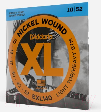 Струны для электрогитары D'Addario EXL140 XL Nickel Wound Light Top/Heavy Bottom 10-52 - фото 2 - id-p223047634