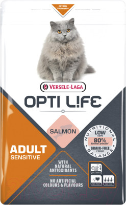 Сухой корм для кошек Opti Life С чувствительным пищеварением. Лосось / 441322 - фото 1 - id-p223063266