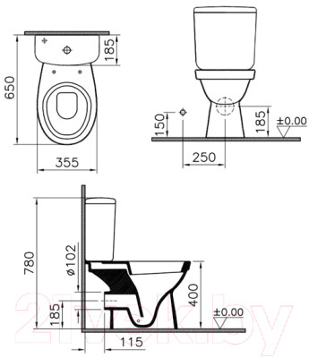 Унитаз напольный VitrA Norm Fit / 9844B099-7200 - фото 3 - id-p223069377