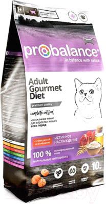 Сухой корм для кошек ProBalance Gourmet Diet Adult с говядиной и ягненком - фото 1 - id-p223068434