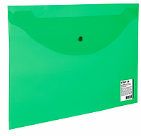 Папка-конверт с кнопкой STAFF, А4, до 100 листов, прозрачная, 0,15 мм