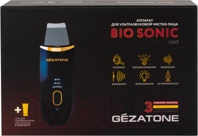 Аппарат для чистки лица Gezatone Bio Sonic 1007 + Гель для лица Ультраклин сенс 30мл / 1301315M - фото 8 - id-p223071511