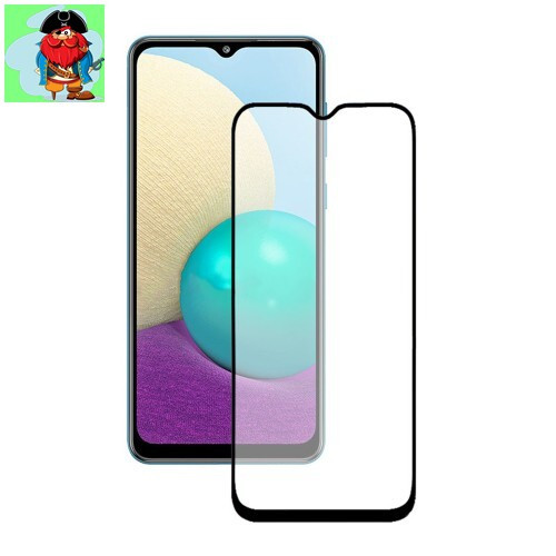 Защитное стекло для Samsung Galaxy A02, A02S 5D (полная проклейка), цвет: черный - фото 1 - id-p223073303