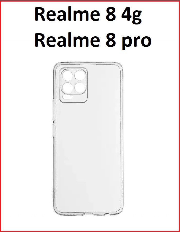 Чехол-накладка для Realme 8 / 8 Pro (силикон) прозрачный с защитой камеры - фото 1 - id-p181441527